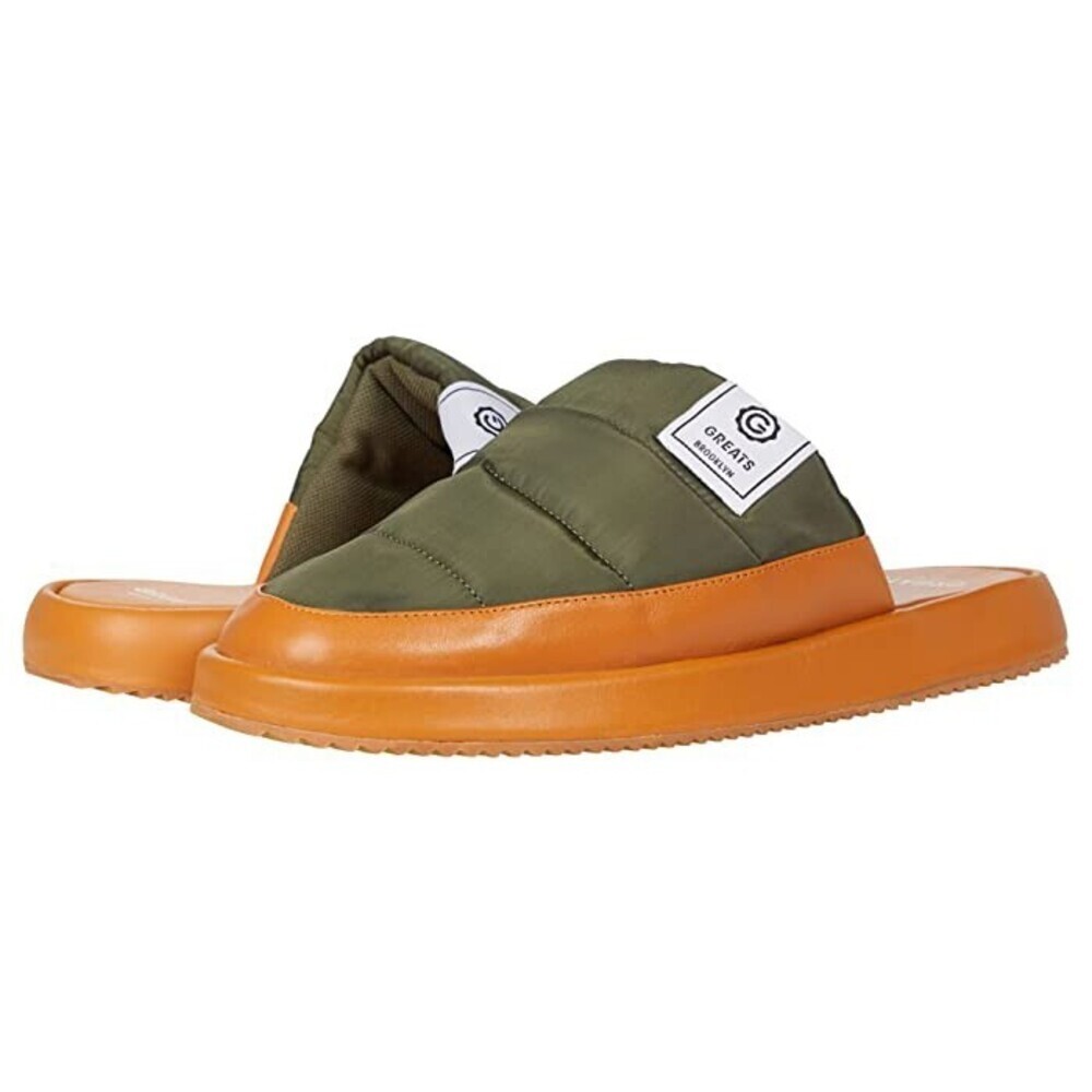 GREATS Foster Mules Men's US 4 Green Quilted Slip On Round Toe Slipper JOBB1977